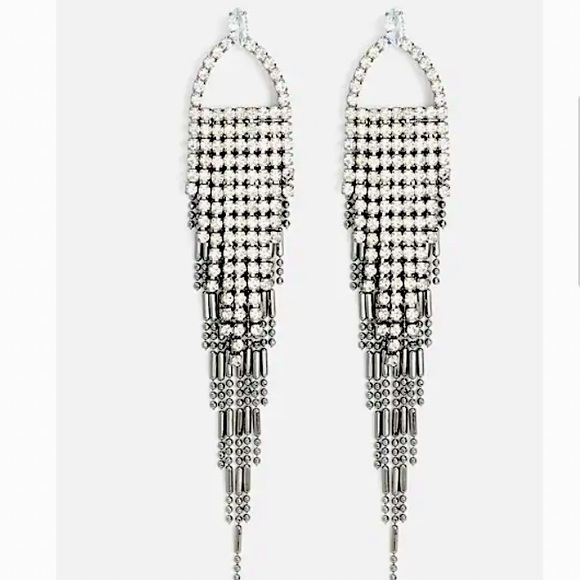 NEW Express Rhinestone Fringe Dangle Drop Earrings
